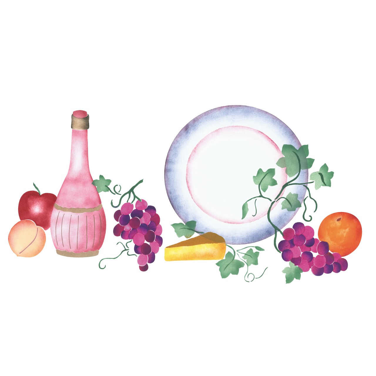 Wine Bottle Scene Wall Stencil | 2901 by Designer Stencils | Reusable Art Craft Stencils for Painting on Walls, Canvas, Wood | Reusable Plastic Paint Stencil for Home Makeover | Easy to Use & Clean Art Stencil